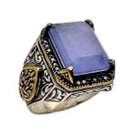 Paraiba Ve Siyahzirkon Taşlı Gümüş Yüzük 240053178g22y