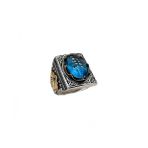 Paraiba Ve Zirkon Taşlı Erkek Yüzüğü 200040043g20y