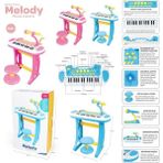 paraply BAO-3132C Mini Piano 24 Tuşlu Mp3 ve Mikrofon Kız Erkek Çocuk Oyuncak Eğitici Oyuncaklar - Çok Renkli