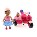 Paraply Cute Doll Mini Bebek Ve Köpekli Mor Motorsiklet Kız Erkek Çocuk Oyuncak Eğitici Oyuncaklar