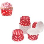 Paras Ticaret 100 Adet Puantiyeli Kırmızı Büyük Boy Pet Kapsül Cupcake Muffin Kek Vb. Kalıbı (Ebat: 6,7 cm x 4 cm x 5 Cm)