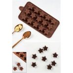 Paras Ticaret 15 Göz Iç Içe Yıldız Şekilli Silikon Şeker Kurabiye Jöle Buz Vb. Çikolata Kalıbı Küçük Kalıp (20,1 Cm X 10,7 Cm) 1 Adet - İç İçe Yıldız Şekli - Kahverengi