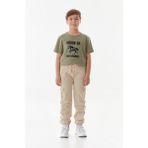 Paraşüt Kumaş Erkek Çocuk Jogger Pantolon - Bej - 14 Yaş