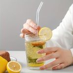 Parça Cam Pipet Seti - 12 Adet Cam Pipet + 1 Adet Temizleme Fırçası Yıkanabilir Sağlıklı ve Antibakteriyel Smoothie Kahve Meşrubat ve Her Türlü Içecek Için