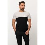 Parca Desenli Siyah Renk Slim Fit Bisiklet Yaka Erkek T-Shirt - Siyah - Gri