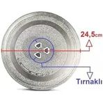 Parça Mikrodalga Fırın Döner Cam Tabak 24,5Cm Çapında Tırnaklı Borcam Tepsi