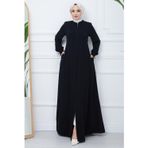 Parçalı Battal Beden Mevlana Ferace Siyah HM02362