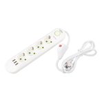Parcbeny 21560 Vea Serisi 4'LÜ 1.5 METRE KABLOLU 3 USB'Lİ BEYAZ AKIM KORUMALI PRİZ