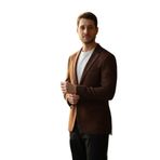 Parcessi Erkek Kahve Kazayağı Desenli Slim Fit Dar Kesim Esnemeyen Kumaş Blazer Ceket Kahverengi 50
