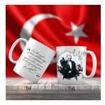 Pardesü Ve Şapkalı Mustafa Kemal Atatürk - Atatürkün Sözleri -Kupa Bardak