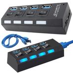 PARENCE. - Hub USB 4 bağlantı noktası - SuperSpeed USB 3.0, evrensel, gösterge LED - 10,5 x 3,5 x 2,1 cm