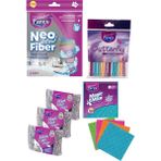Parex Avantajlı Ev ve Mutfak Temizlik Seti - Mikrofiber Bez, Sünger ve Poşet Klipsi Paketi - 250 gr