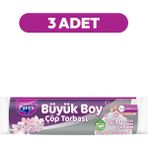 Parex Büzgülü 10'lu Çöp Torbası Kiraz Çiçeği Kokulu Büyük Boy 65 x 70 cm Üçlü Paket