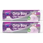 Parex Büzgülü 15'li Çöp Torbası Beyaz Sabun Kokulu Orta Boy 55 x 60 cm Ikili Paket