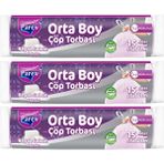 Parex Büzgülü 15'li Çöp Torbası Beyaz Sabun Kokulu Orta Boy 55 x 60 cm Üçlü Paket