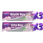 Parex Büzgülü 6 Adet Çöp Torbası Kiraz Kokulu Büyük ve Orta Boy