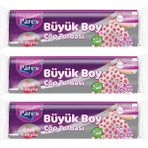 Parex Premium 10'lu Büzgülü Çöp Torbası Çilek Kokulu Büyük Boy 65 x 70 cm Üçlü Paket