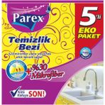 Parex Temizlik Bezi Mikrofiber Yapılı 5'li Eko Paket Yüksek Emicilik Özelliği ile