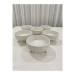 PARILTI HOME COLLECTİON 6’lı Yuvarlak PORSELEN Tatlı Sunum Kasesi–Kahvaltı,Çerezlik,Tatlı METAL GÜMÜŞ AYAKLI SERVİS SUNUMLUK