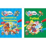 Parıltı Yayınları Eğlendiren Boyama Seti - Otomobil ve Motosikletler+Futbol - 3+ Yaş - Okul Öncesi - 2 Kitap - Set