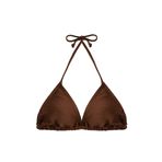 Parıltılı Hafif Destekli Boyundan Bağlamalı Üçgen Bikini Üstü