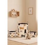 Paris Home Kedi Desenli 3’lü Oyuncak Sepeti Seti Çocuk Odası Düzenleyici Kumaş Organizer Sepet Katlanabilir Dekoratif Çamaşır Sepeti
