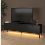 Paris Led Işıklı Dolaplı Minifiksli 160 Cm Tv Ünitesi - Tv Sehpası - Wood Siyah
