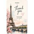 Paris Temalı Thank You Kartı 8x5 cm | Sipariş Teşekkür Kartı | Paket Içi Not Kartı
