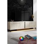 PARİS TV ÜNİTESİ LED IŞIKLI METAL AYAKLI MODERN TRAVERTEN TV SEHPASI