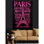 Paris Yazılı Kırmızı Poster Dekoratif Kanvas - Mdf Ahşap Tablo