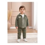 PARK BEBE Erkek bebek müslin kumaş takım 3 parça organik ceket gömlek beli lastikli pantolon