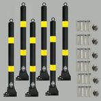 Park direkleri, Kilitli Çelik Katlanır Park Bollard, 6PCS Driveway Güvenlik Bariyeri, Reflektif Bant Trafik Kontrolü, Lot ve Yol için Dayanıklı Park Alanı Kilidi (Siyah ve Sarı)