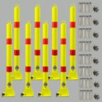 Park direkleri, Kilitli Çelik Katlanır Park Bollard, 8PCS Driveway Bariyer ve Trafik Kontrolü, Otopark Alanı için Yansıtıcı Bant Emniyet Kilidi, Sarı ve Kırmızı Renk