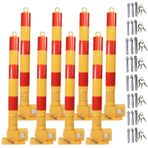 Park direkleri, Sarı Park Bollard - Yansıtıcı Şeritler ile 8PCS Çelik Güvenlik Postası, Araba Uzay Kilidi Bariyeri, Özel Otopark için Driveway Koruması, Trafik Güvenliği Direği