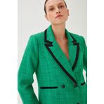 Park Karon Kadın Yeşil Garni Detay Uzun Buklet Blazer Ceket