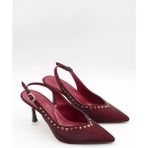 Park Moda Kadın Çizgili Saten Topuklu Ayakkabı Pm 439 - K3117 - Bordo