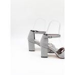 Park Moda Kadın Gümüş Cam Abiye Ayakkabı PM08 Gümüş