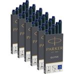 Parker 6x 1950384 Quink Dolma Kalem Için Yedek Kartuş, Uzun Kartuşlar, 6 x 5'li Paket, Mavi Mürekkep
