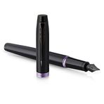 Parker IM Vibrant Rings dolma kalem | saten siyah lake ametist renkli vurgulu | mavi mürekkepli uç genişliği M | hediye kutusu