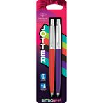 PARKER Jotter Originals Tükenmez Kalemler | Retrowave Koleksiyonu | Vermilion Kırmızı ve İndigo Moru | Mavi Mürekkep | Orta Nokta | 2 Adet