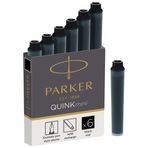 PARKER Quink Kısa Dolma Kalem Kartuşu, Siyah, 6'lı Kutu