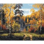Parla Canvas Göl Manzarası 2 Sayılarla Rulo 50x65 cm Renkli Boyama Seti Duvar Sticker