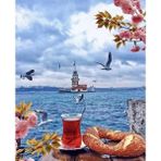 Parla Canvas Üsküdar Da Çay Simit Sayılarla Rulo 40x50 cm Renkli Boyama Seti Duvar Sticker