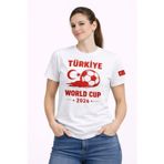 Parla Kadın Türkiye World Cup 2026 Baskılı Tişört Futbol Temalı Forma T-Shirt - Beyaz