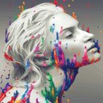 Parla Kadının Renkli Yüzü 100x140 cm Sayılarla Rulo Canvas Boyama Seti