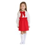 Parla Kids 3 Kadın Giyim Seti, Bluz, Etek ve Fular, Bluz:%75 Pamuk%20 Polyester%5 Likra, Etek:%95 Polyester%5 Likra (3, Kırmızı, 9-10 Yaş)