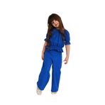 Parla Kids Çocuk İçin Terikoton Bluz ve Pantolon Takımı, Kayık Yaka, Balon Kol, Bol Paça (Saks Mavi, 4-5 Yaş)
