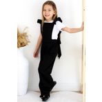 Parla Kids Kız Çocuk Berlin Siyah Pamuklu Fırfırlı Bağlama Detaylı Tulum