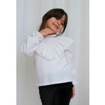 Parla Kids Kız Çocuk Ekru V Fırfırlı Uzun Kollu Bluz Gömlek Body