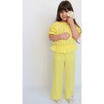 Parla Kids Kız Çocuk Gloria Sarı Şile Bezi Bluz Pantolon Takım